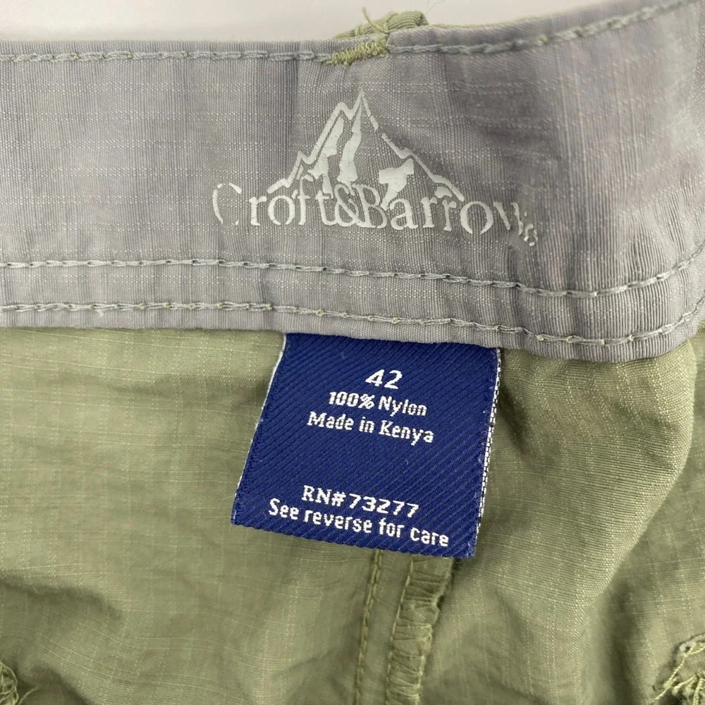 Croft Barrow Cargo Shorts Mens 42 Green Nylon Utility Gorpcore Hiking Outdoors